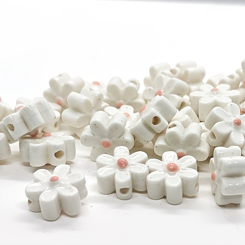 20pcs 3D Blooming Pendant Ceramic Beads for Jewelry Making